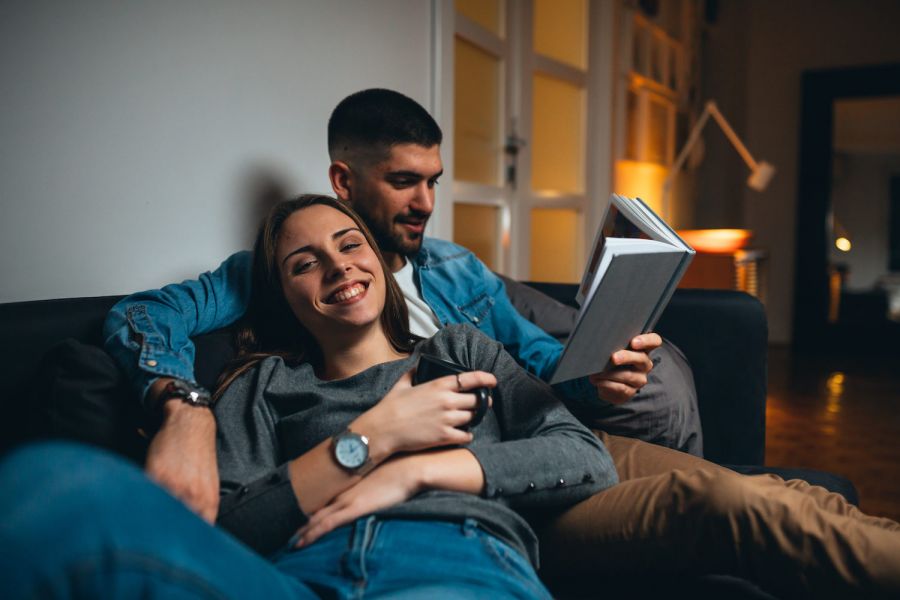 man and woman in their luxury apartment home